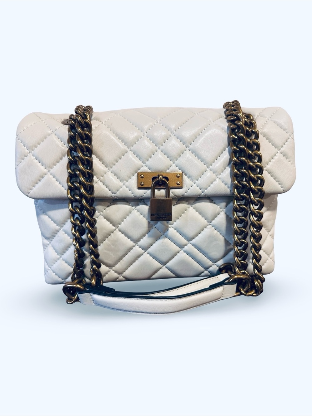 Kurt Geiger Full Size 🗝️The Brixton Quilted Beige Leather Shoulder Bag